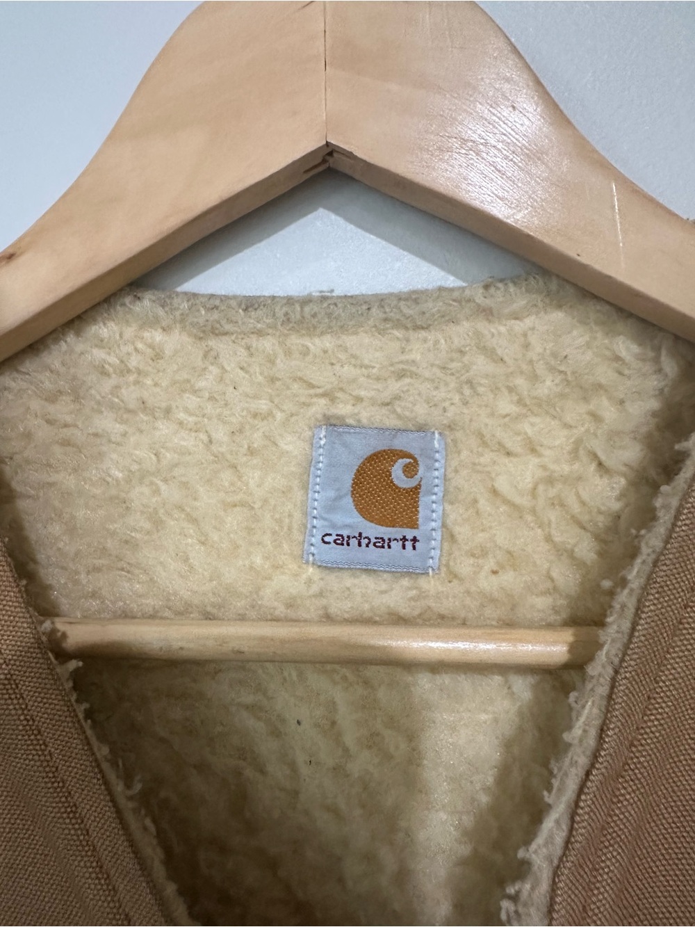 VTG Carhartt Union Made USA Duck Vest Large Sherpa Lined Biker Jesus Army - Picture 10 of 15